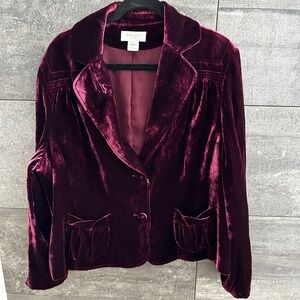Nine West Woman Burgundy Velvet Jacket Size 18 W